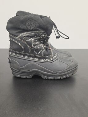 totes Kids Black Waterproof Snow Boots with Drawstring